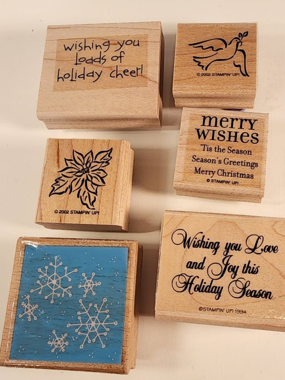 LOT of 6 Christmas Themed Wood-Mounted rubber stamps Stampin' Up and Studio G